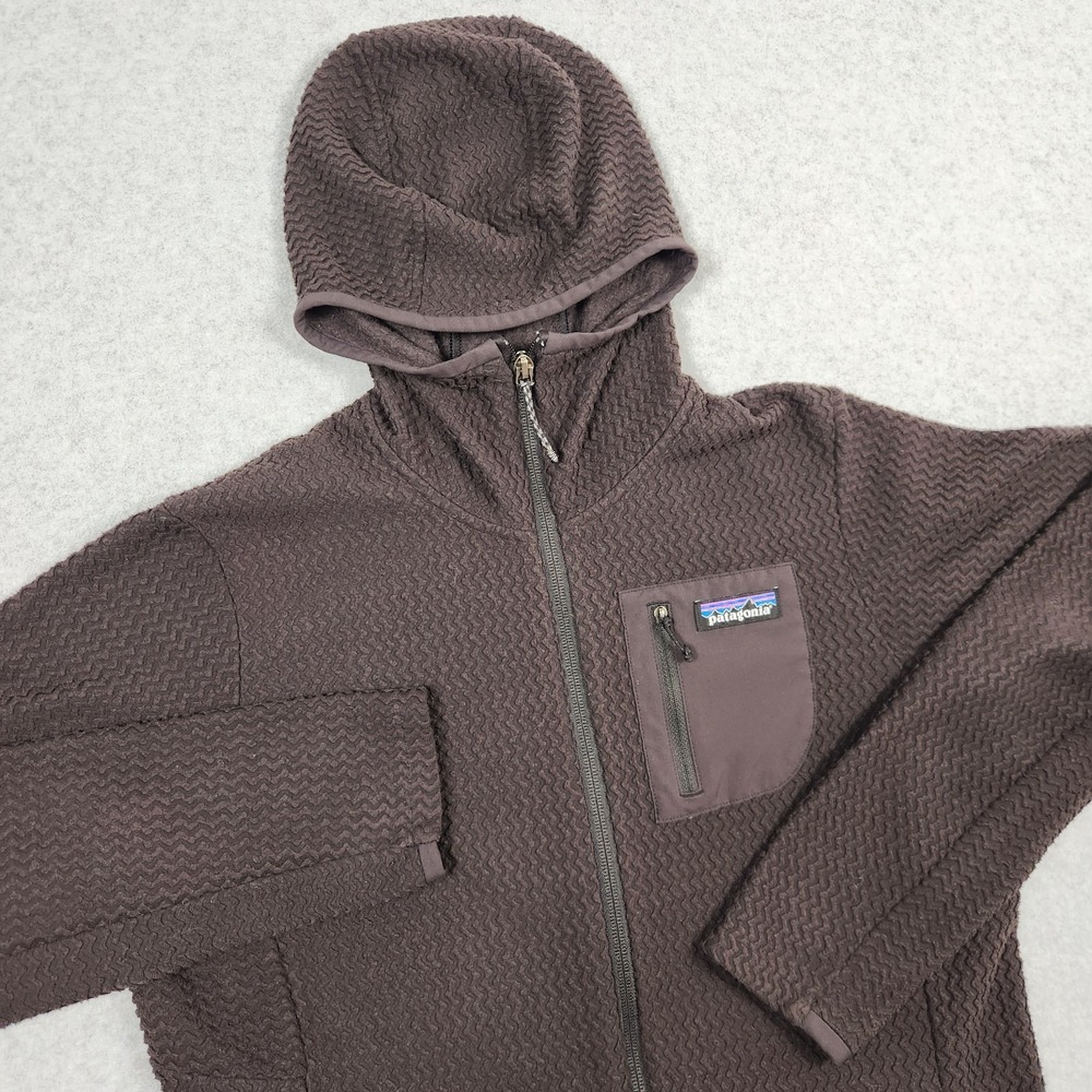 Patagonia Jacket Womens Large Black R1 Air Full Zip Hoodie Outdoors Hiking